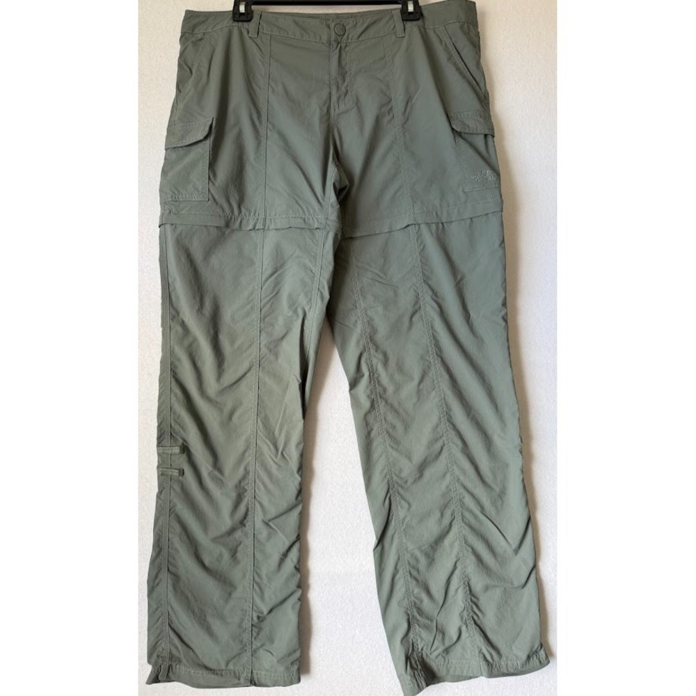 The North‎ Face Convertible Cargo Pants Women  16 Gray Long Hiking Stow Pocket